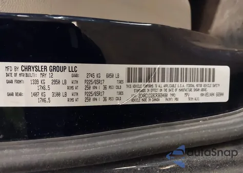 2012 Chrysler Town & Country Touring-L z USA, uszkodzony, nr VIN 2C4RC1CG9CR369480